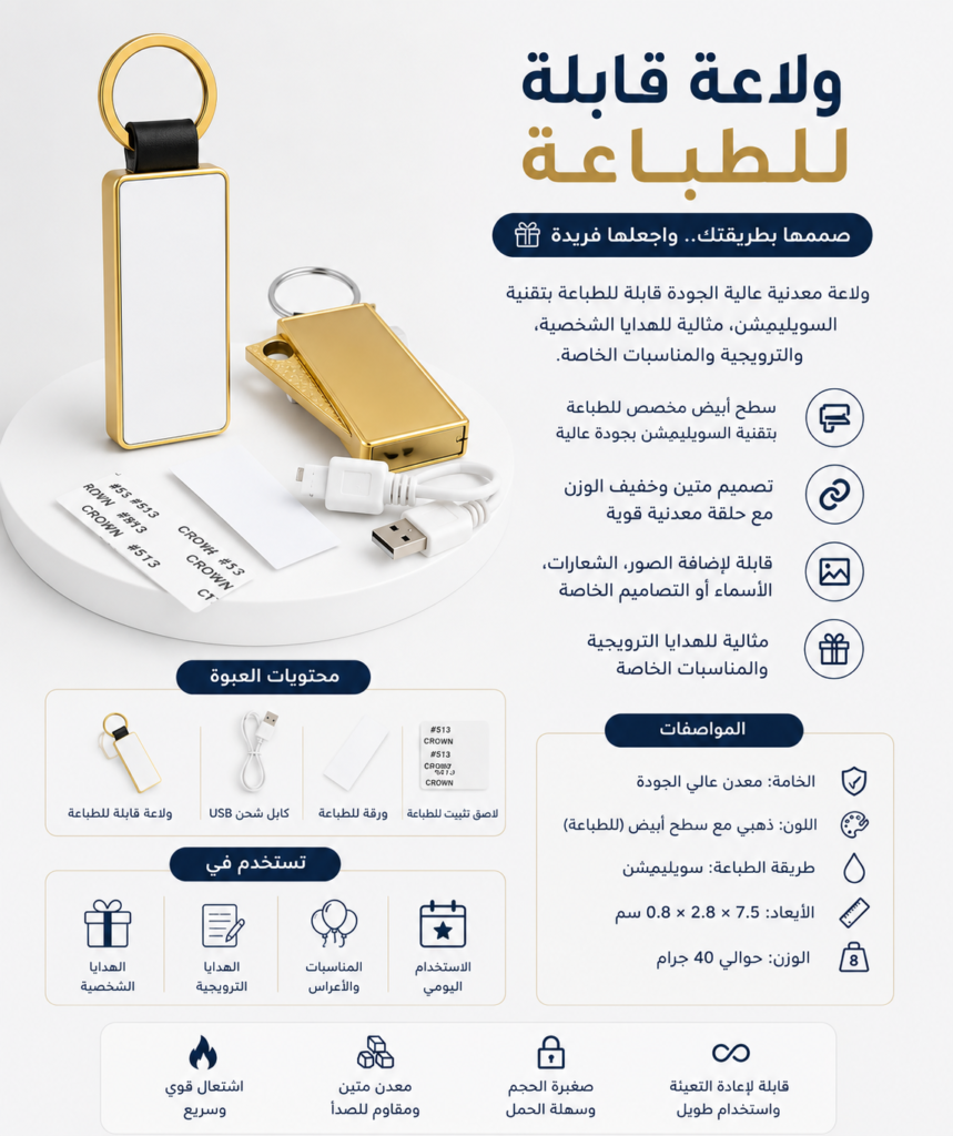 ولاعة قابلة للطباعة بالسبلميشن (شحن USB)