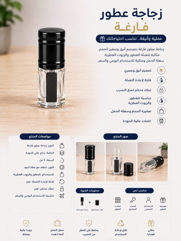 زجاجة عطور فارغة قابلة لإعادة التعبئة